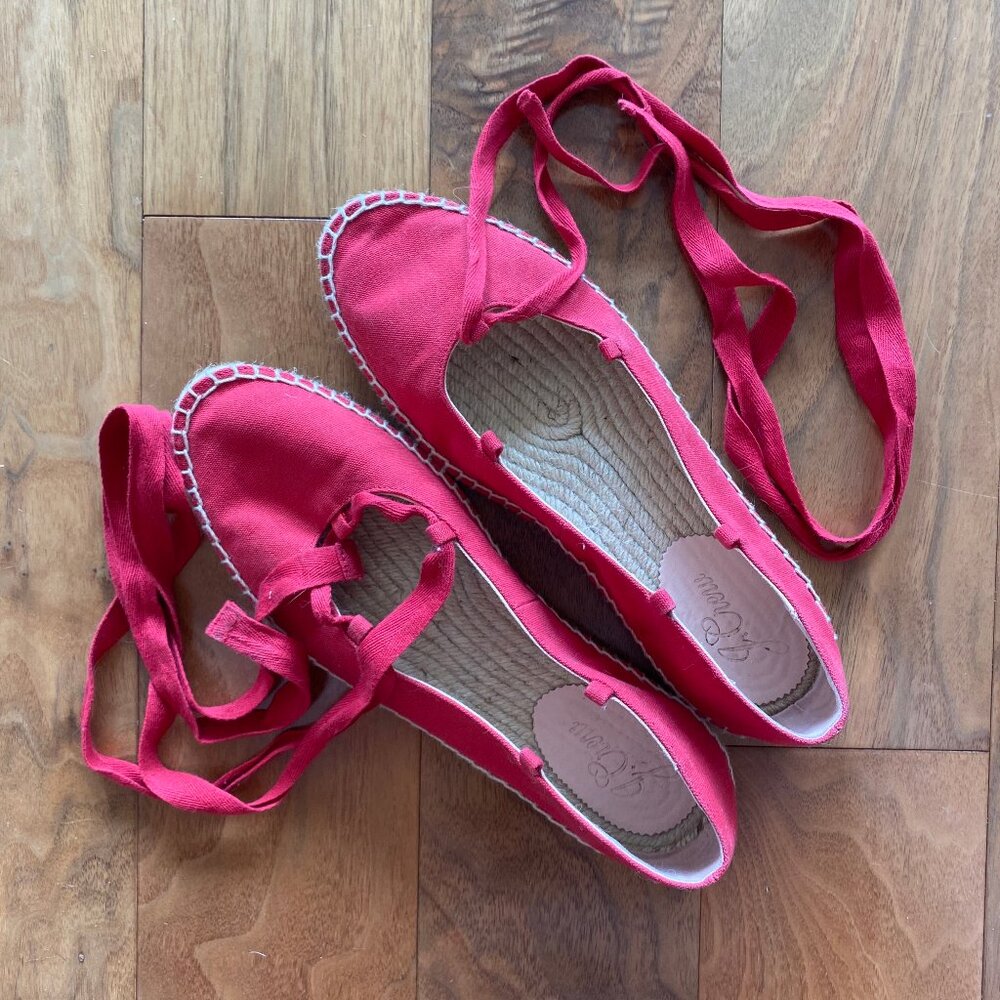J Crew Canvas lace-up espadrille flats - Picture 2 of 5